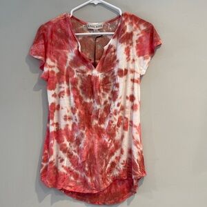 NWT Knox Rose Women's Pink, Red and White Tie-Dye Tee Size Small